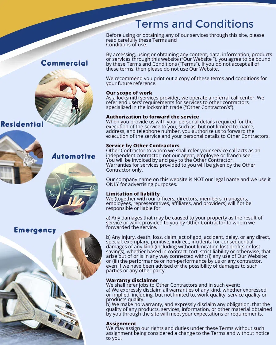 Hazel Lock & Key Store Oakland, CA 510-731-0605 - terms-ls